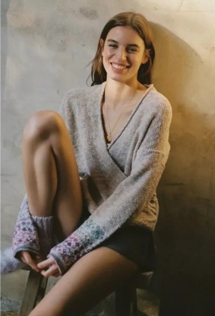 NEW! Anthropologie Pilcro 'Drew' Surplice Sweater in NEUTRAL (1X)